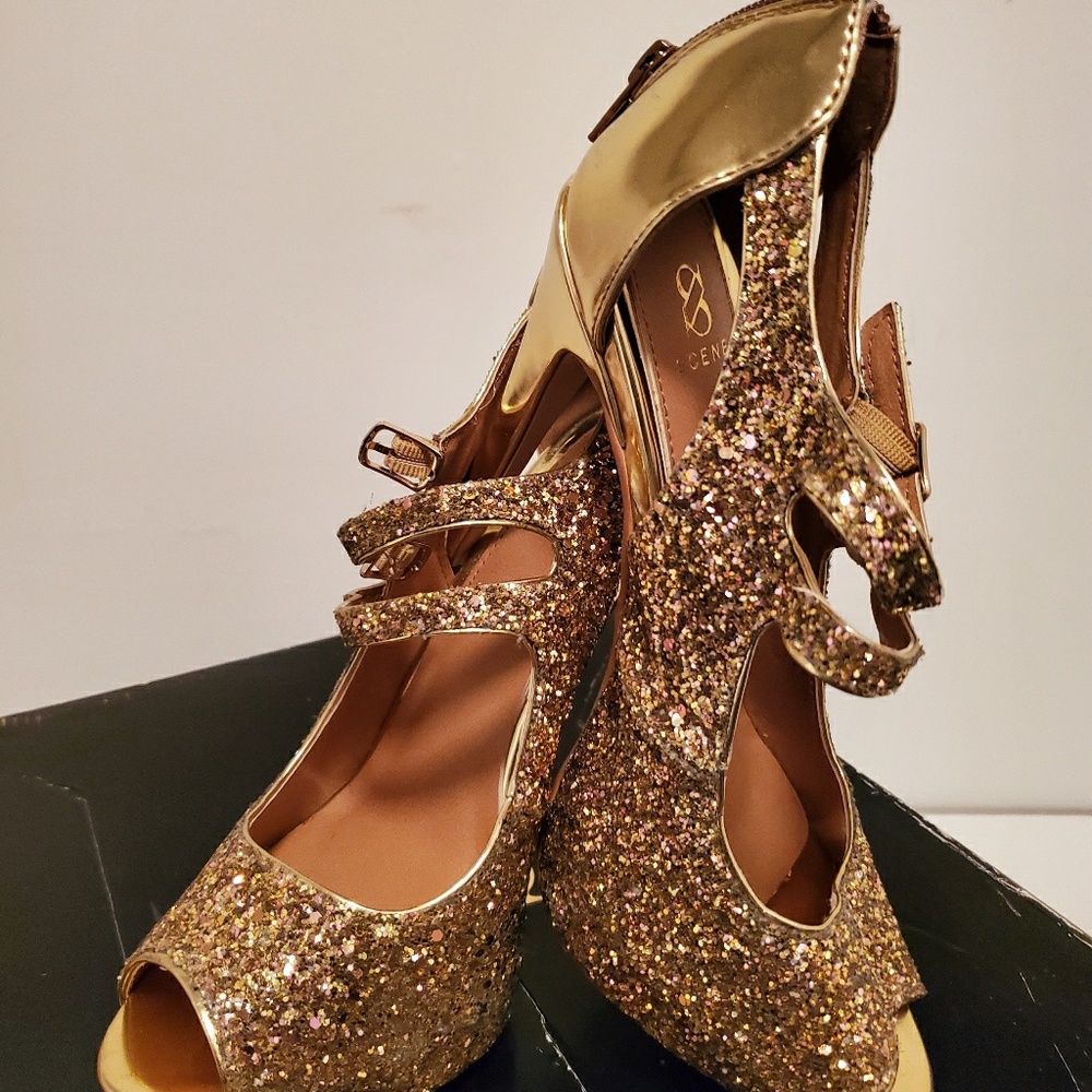 Gold sequin stilettos